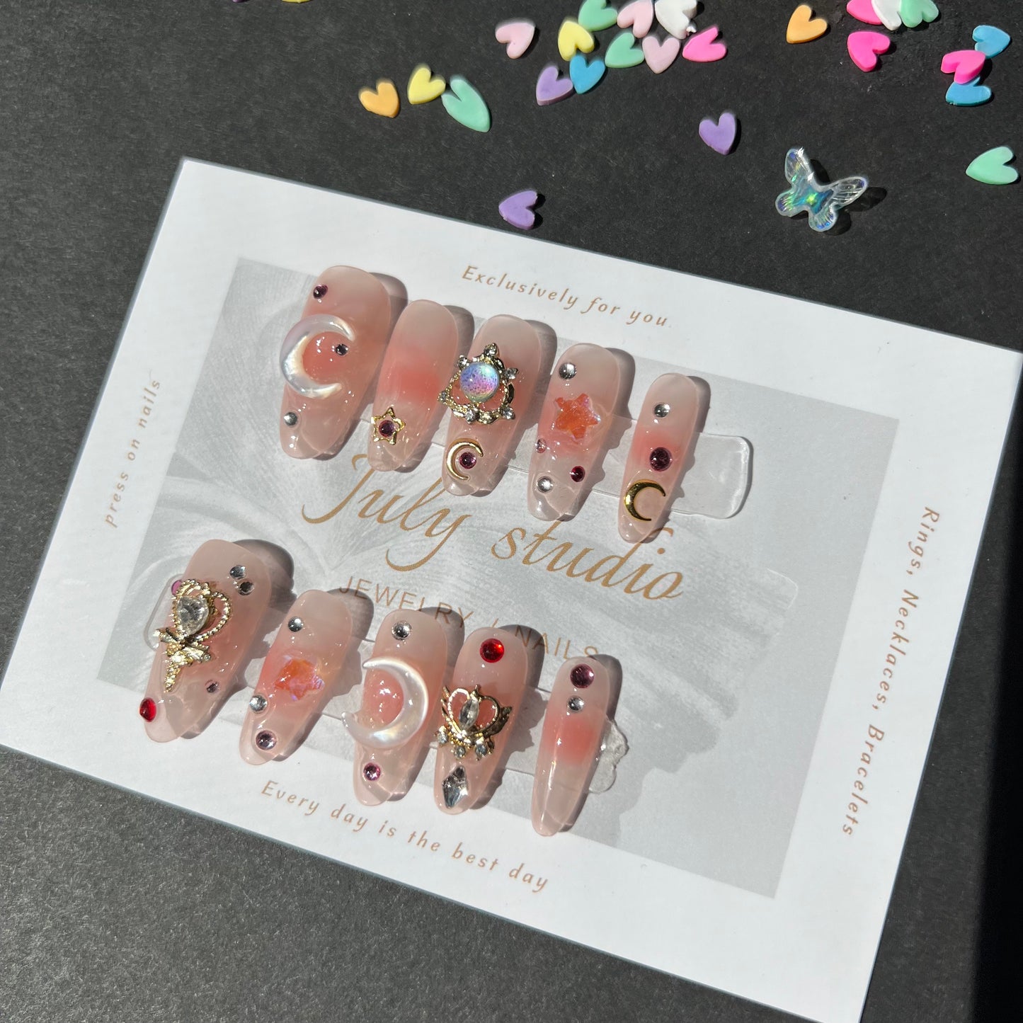 Reusable Sailor Moon long stiletto press on nails水冰月长尖