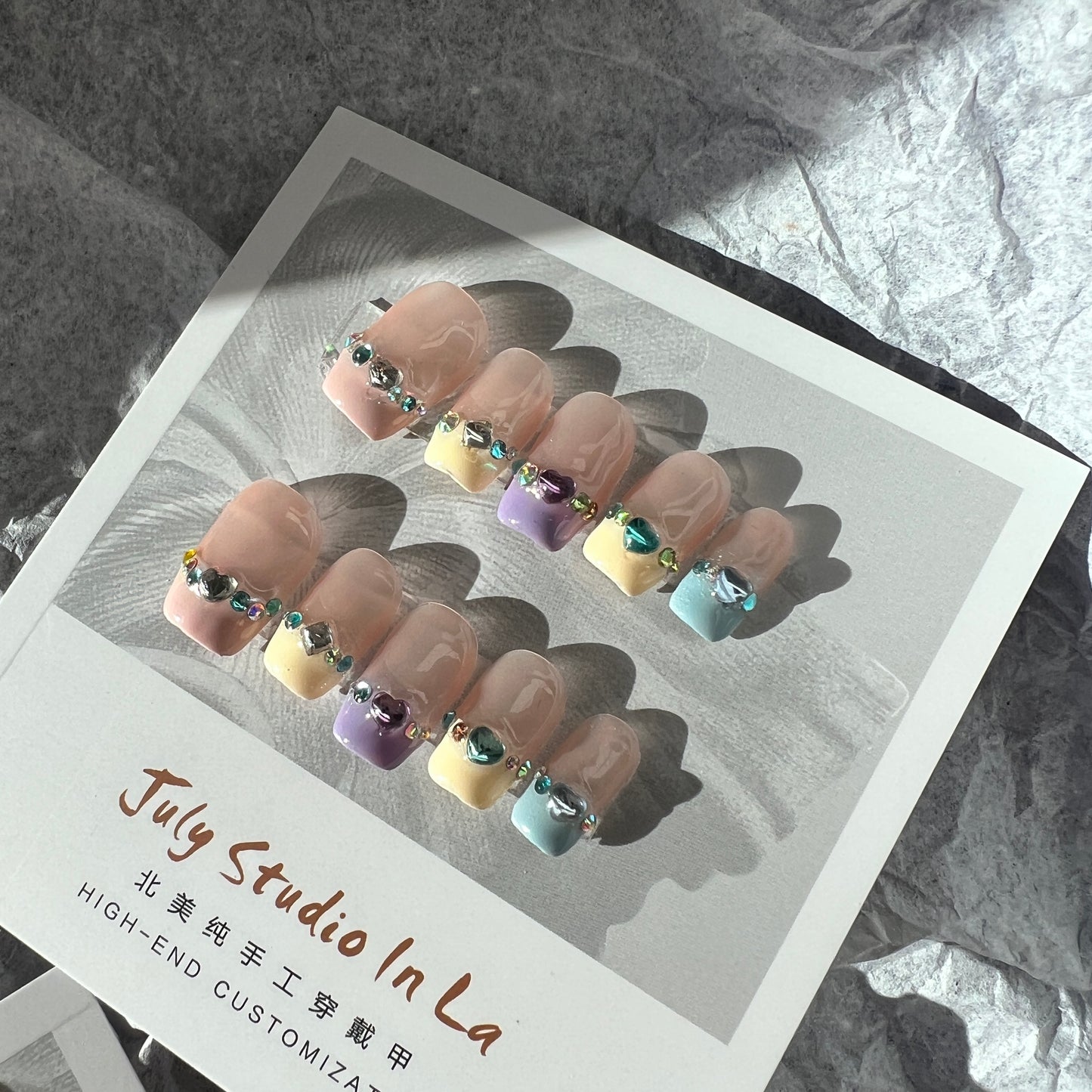 SHORT SQUARE | COLORFUL FRENCH TIP | SHINING