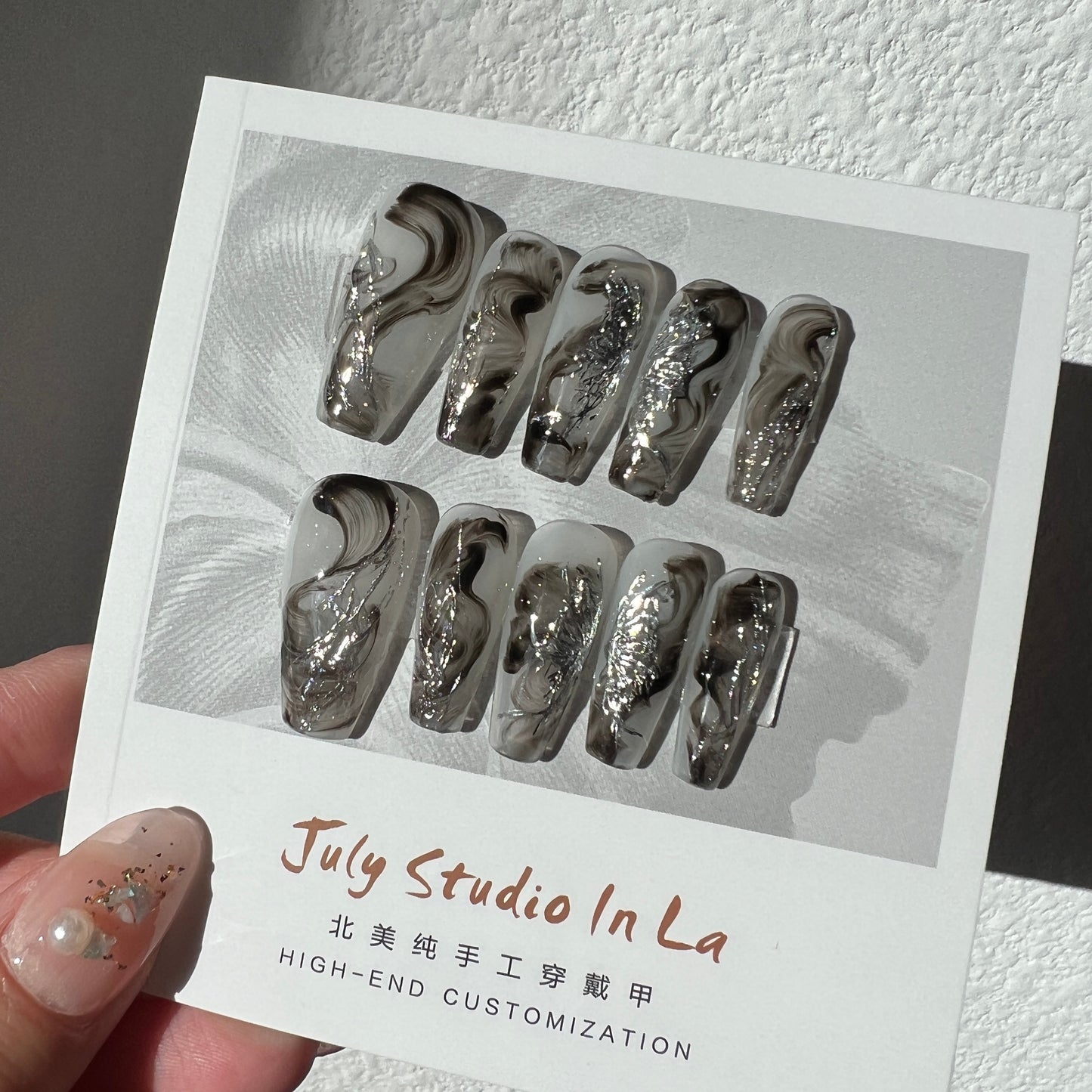 LONG COFFIN |BALCK MABLE |SLIVER 26BUTTERFLY纯手绘