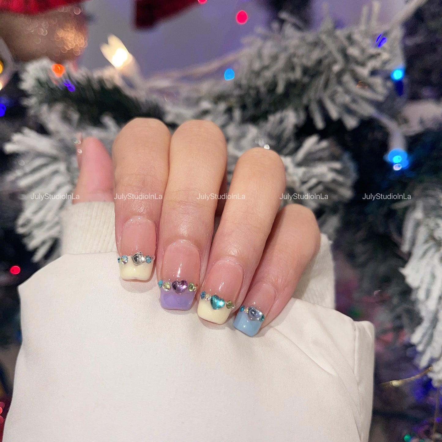 SHORT SQUARE | COLORFUL FRENCH TIP | SHINING