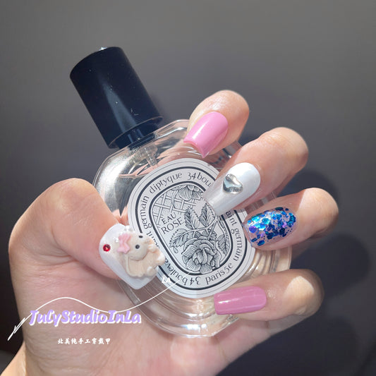 short long square cute bunny press on nails