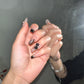 long coffin black french tip with 3D flower