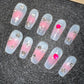 LONG COFFIN|BLUSH NAILS |RED PEARL AND SHINNING LIKED DIAMOND