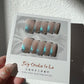 LONG COFFIN| CATEYE  NAILS | BLUE AND GOLD