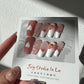 LONG COFFIN| PINK WHITE NAILS|  LOVE HEART WITH BOW
