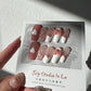 LONG COFFIN| PINK WHITE NAILS|  LOVE HEART WITH BOW