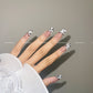 Long Coffin french tip  hand-painted zebra style reusable