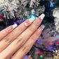 LONG COFFIN| PINK WHITE NAILS|  LOVE HEART WITH BOW